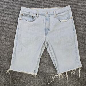 Levi's 511 Shorts Mens 34 Light Wash Cut Off Raw Hem Denim Stretch